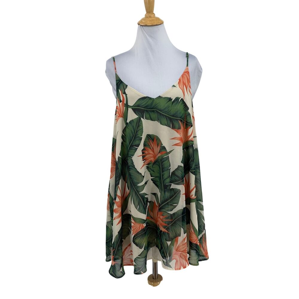 Show Me Your Mumu Dress Womens L Large Beige Paradise Found V Neck Lined Mini